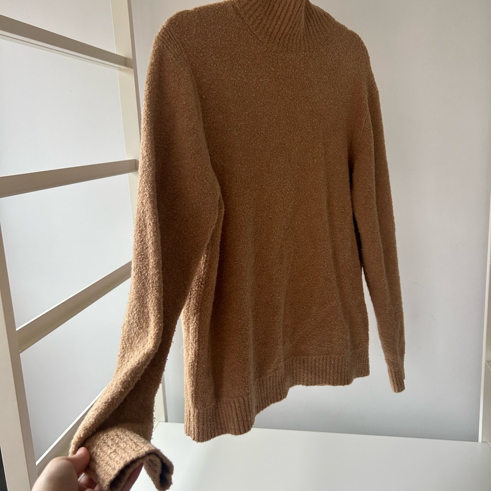 Club Monaco Tan Cowl Neck Sweater Soft Knit Relaxed Fit cozy sherpa style fall